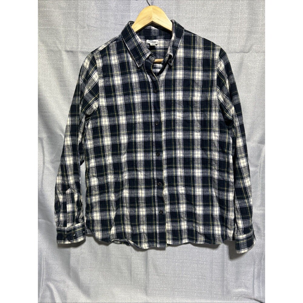 LL Bean Women Tartan Plaid Flannel Shirt Long Sleeve Button‎ M Work 90s Vintage